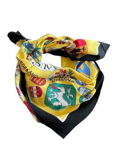 Vtg Scarf Showcasing The Coat Of Arms Of Austria & Its Constituent States 29” Sq - Picture 2 of 9
