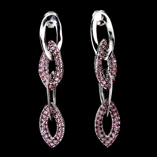 925 Sterling Silver Earrings Round Rhodolite Garnet Natural Gemstone Jewelry