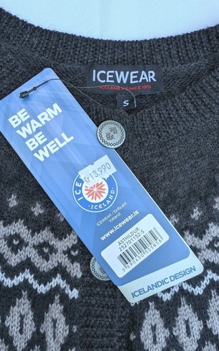 NWT Icelandic Sweater Cardigan Icewear Iceland, 100% Wool Intarsia, Small Womans - Picture 4 of 9