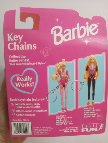 1996 Vintage BARBIE Twirling Ballerina KEYCHAIN 720-0 Mattel Basic Fun - Picture 4 of 4