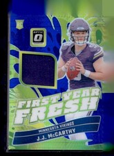 2024 Donruss Optic #FYF-JMY J.J. McCarthy First Year Fresh Blue Hyper