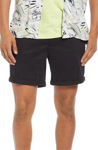 Open Edit Stretch Cotton Skinny Chino Shorts In Black At Nordstrom Size 36 - Picture 1 of 9