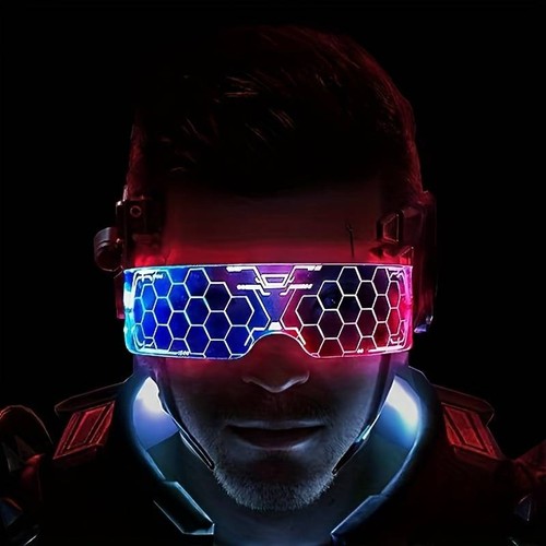 4X Luces LED 7 Colores Lentes Transparentes Visera Gafas Cyberpunk Rave Party - Imagen 15 de 18