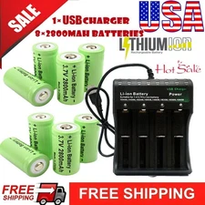 2,800mAh CR123A 16340 Rechargeable Battery 3.7V Batteries for Camera Lot USA