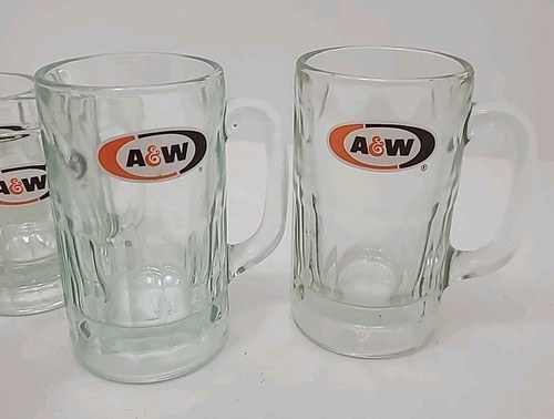 6 Vintage A&W Root Beer Glass Mugs 2 Large 2 Medium 2 Small - Picture 6 of 8