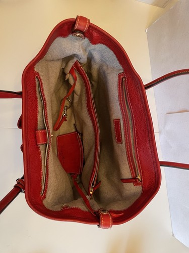 Dooney & Bourke Red Florentine Satchel Genuine Vacchetta Leather Handbag Purse - Picture 7 of 15