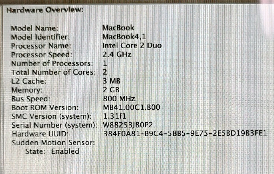 Vtg Apple MacBook 13 Inch Early 2008 2.4 GHz Intel Core Duo 2 4 GB Mac OS X Lion - Image 3 of 4