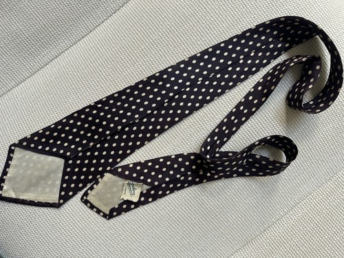 Vtg 1940s London Cravat black/cream dotted necktie - Picture 6 of 6