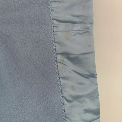 Vintage Kenwood Blue Wool Silky Satin Trim Thermal Blanket 74x90 - Picture 9 of 11
