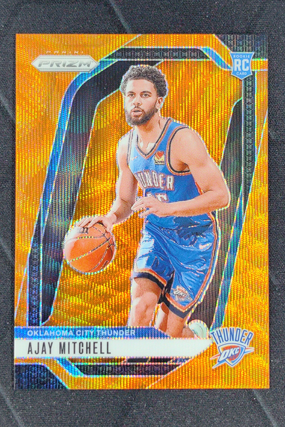 2024-25 Panini Prizm Ajay Mitchell Orange Wave Rookie RC /60 #226 Thunder