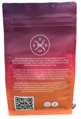 Tostadores Trader Joe’s Black Acres Colombia Miel Aponte Grano Entero Café 12oz - Imagen 2 de 2