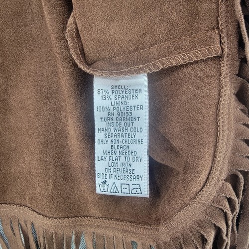 Bob Mackie Jacket Womens Large Brown Faux Suede Fringed Western Cowgirl Rodeo - Picture 5 of 8