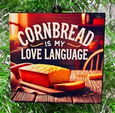 CORNBREAD Ornament - Cornbread  is My Love Language Food Christmas Ornament
