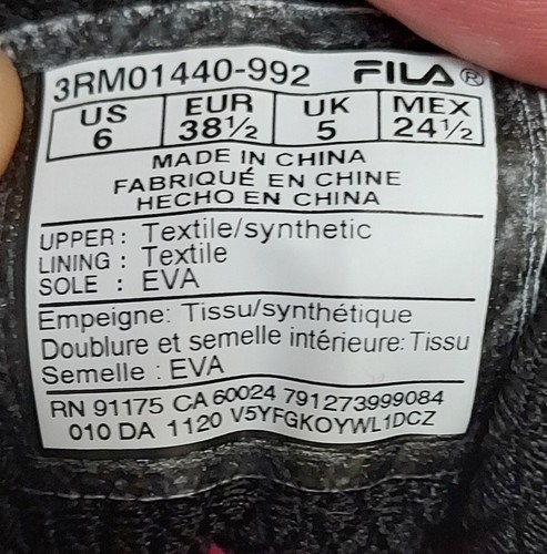 FILA Cryptonic Black Womens Sneakers US Size 6/EUR Size 38.5 3RM01440-992 - Picture 9 of 12