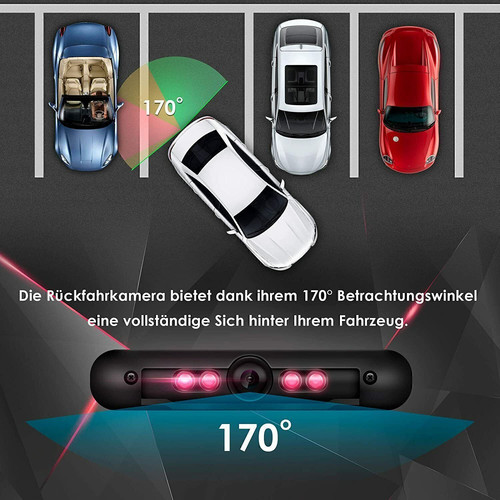 Funk 170° IR LED Rückfahrkamera kennzeichen kabellos Einparkhilfe Nummernschild - Bild 2 von 15