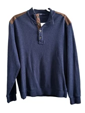 Cremieux Classics Men’s 1/4 Button Pullover Sweater Blue Size Medium