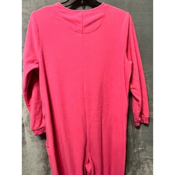 Nick & Nora XL Pink Fleece Footed Union Pajamas Dog Graphic One Front 62" Len - Image 2 of 4