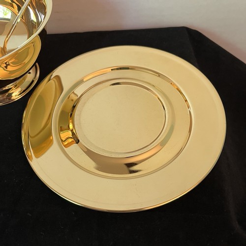 24K Gold Plated Condiment Bowl With Plate And Ladle For Mayonnaise Sauce Candy - Picture 4 of 20