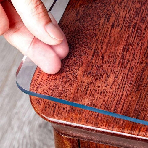 Clear PVC Table Protector, 2mm Thick, 44 x 78 Inch - Elegant Furniture Shield - Picture 3 of 9