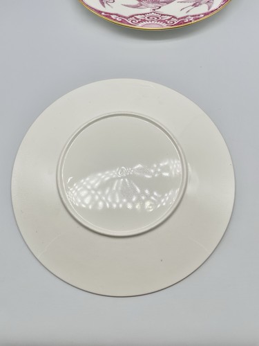 2 Brownfield & Son(s) 9.5” Cranberry Dinner Plate Flying Cranes 1878 Gold Gilt - Picture 18 of 24