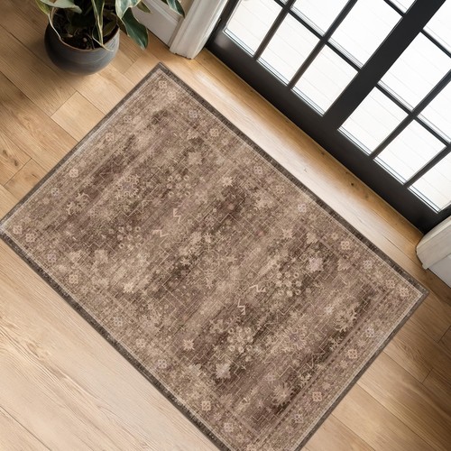 Boho Taupe Brown 2x3 Entryway Rug - Modern Vintage Traditional Eclectic Orien... - Bild 3 von 7