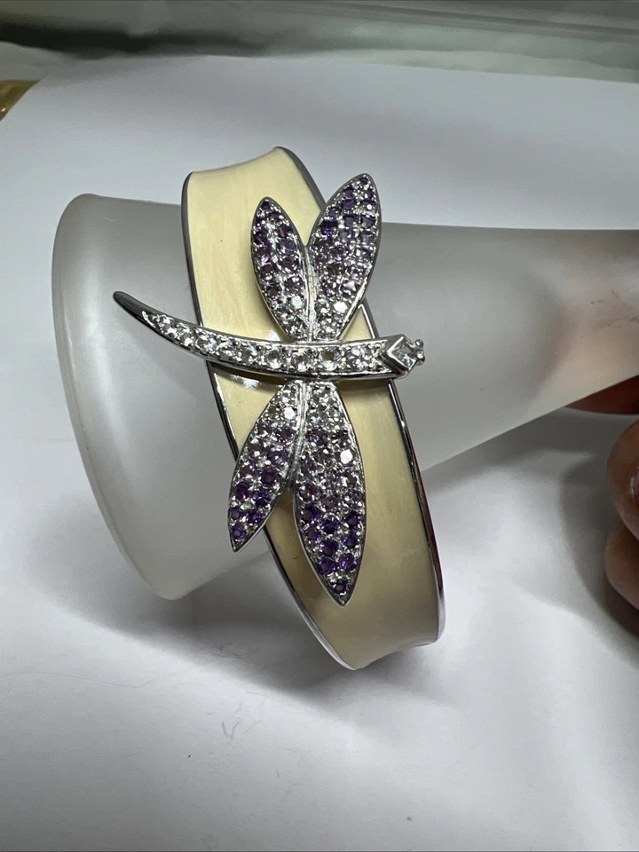 Brazalete Brazalete Brazalete Plata 925 Insecto Libélula Circonita Estrás Foto 2 de 4