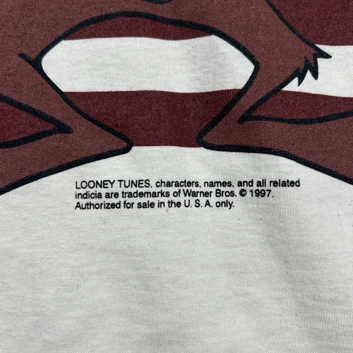 Vintage Taz Looney Tunes American Flag T Shirt Made In USA 1997 Stars Stripe XL - Picture 5 of 8