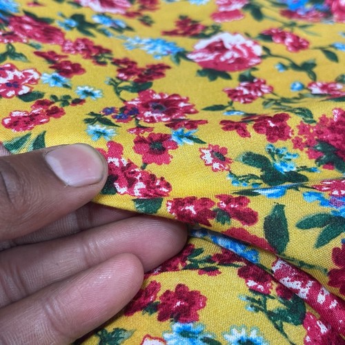 3 Yards Kids Dresses Summer Floral VISCOSE Dress Fabric Blouse Maxi 54” MUSTARD - Picture 8 of 9