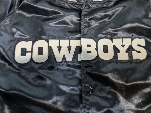DALLAS COWBOYS OFFICIAL NFL MITCHELL & NESS WORDMARK BUTTON SATIN JACKET BLUE XL - Picture 3 of 10