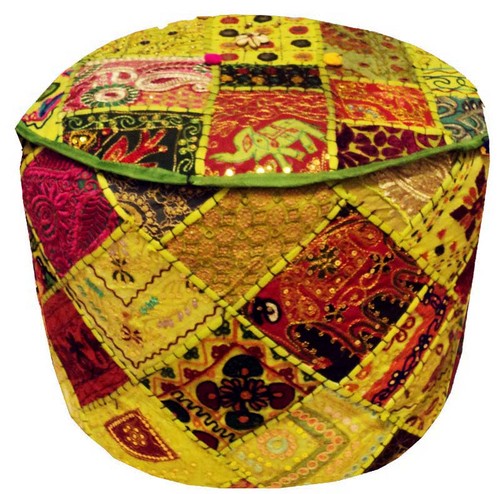 24" HALLOWEEN GIFT TRIBAL OTTOMAN STOOL FURNITURE BENCH POUF POUFFE PILLOW COVER - Picture 5 of 15