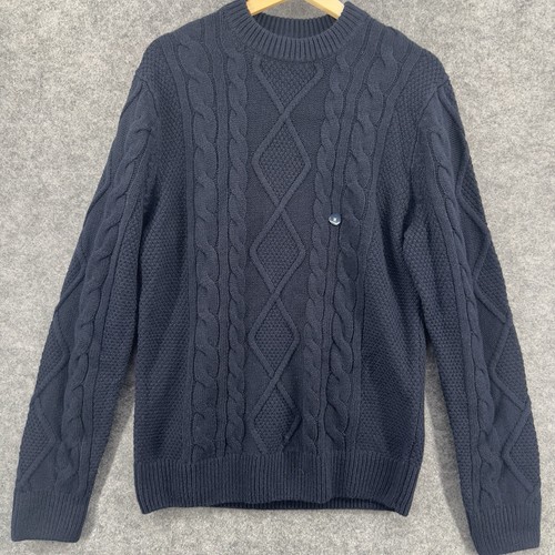 Abercrombie & Fitch maglione maglia cavo uomo blu navy medio girocollo - Foto 3 di 9