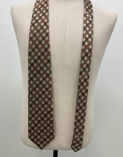 Bergamo New York Brown Multi Check Necktie - Picture 2 of 4