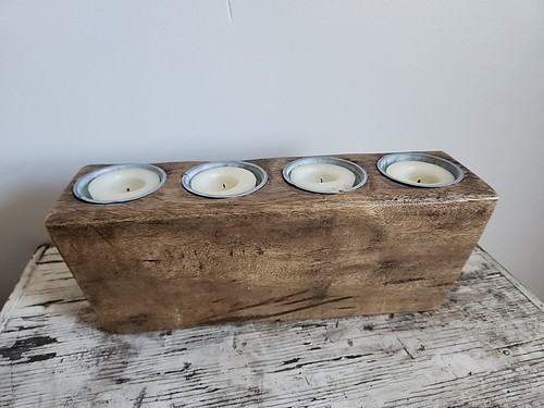 Wooden Four Hole Sugar Mold Candle Rustic Table Centerpiece Farmhouse Country - Picture 1 of 10
