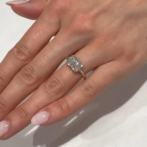 2.75 TCW Radiant Cut Moissanite East West Engagement Ring In 9K Multi-Tone Gold - Picture 7 of 10