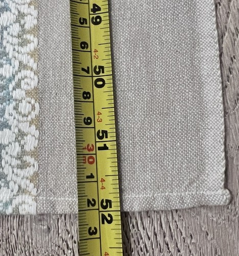 Italian Linen Square Tablecloth Beige With Embroidered Lines 52x52” New No Tag - Picture 13 of 13