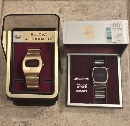 Bulova Red LED N5 I948056 Herrenuhr & Armitron Solid State (AS IS FOR REPAIR)