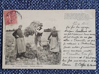 Cpa 27 SCENES NORMANDES Pendant la Moisson (animée)