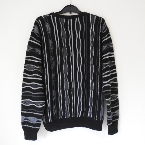 Montechiaro Mens Wool Blend Knit Sweater Black White Size 44 UK Made In Italy - Picture 9 of 18