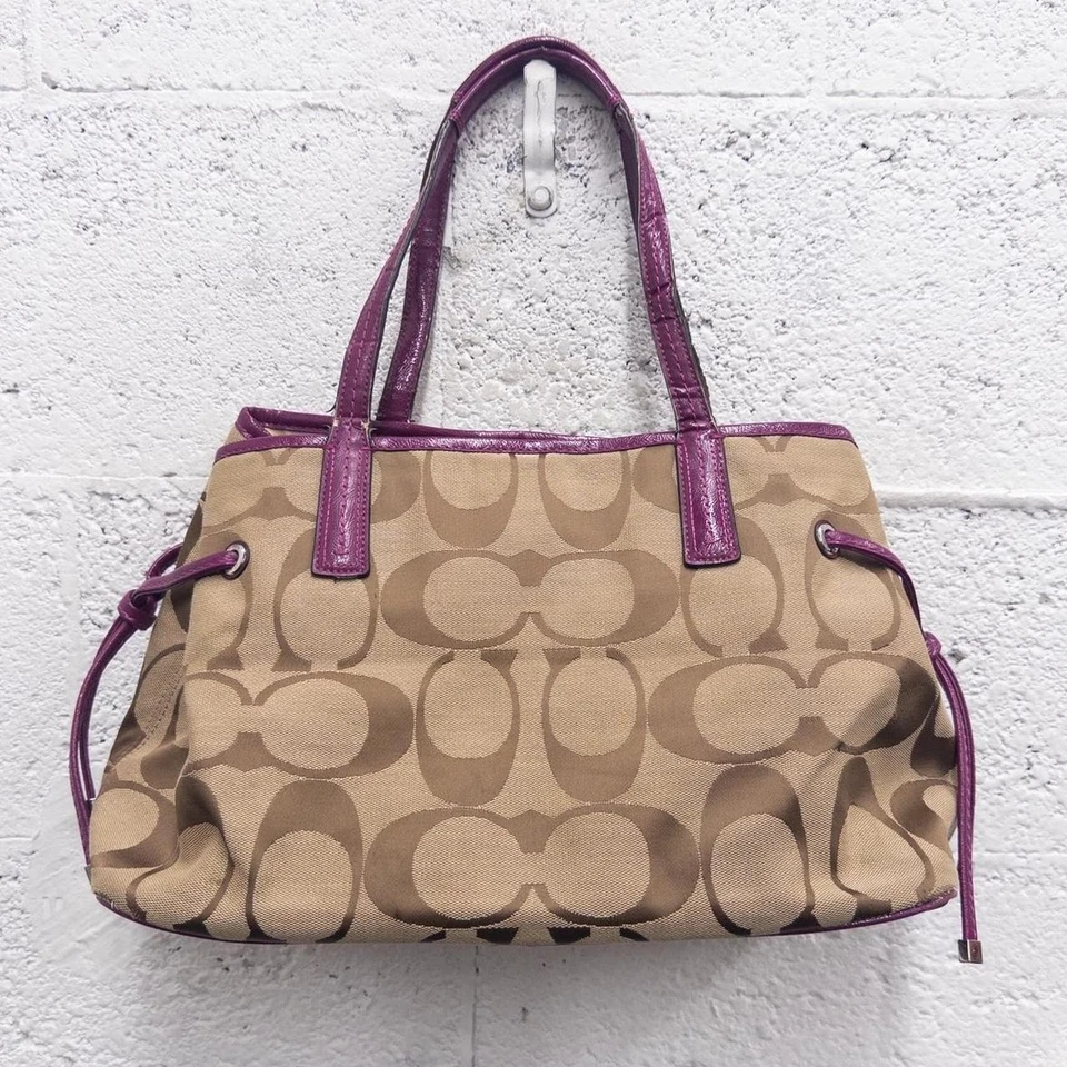 Bolso de Mano Coach Signature Vintage Rayas Monograma Passion Berry Y2K Foto 2 de 4