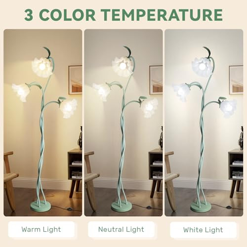 Flower Floor Lamp for Living Room, 3 Color Modes LED Modern Standing Lamps - Picture 4 of 7