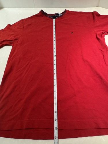 Vintage Tommy Hilfiger Jeans Shirt Size Large Men Red Box Logo Crewneck - Picture 6 of 8