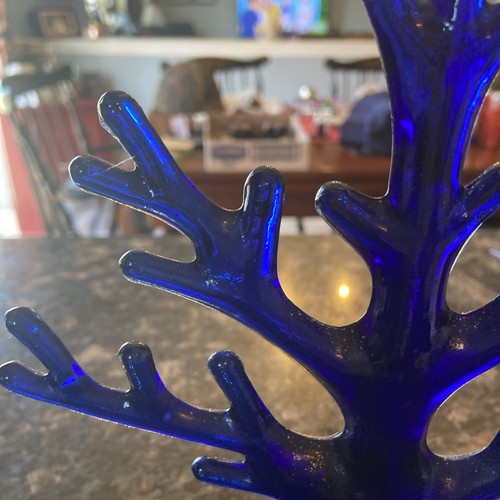 Vintage LE Smith Moon and Stars Cobalt Blue Glass Ring Jewelry Tree~ Excellent - Picture 7 of 9