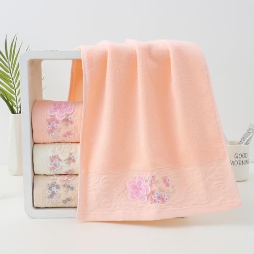 Hand Towels Set of 2 Embroidered Floral Pattern 100% Cotton Absorbent 2 Pink - Bild 2 von 6