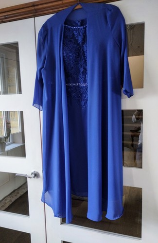 JJ's House blue Special Occasion/Wedding Guest dress with matching coat. Size 12 - Picture 4 of 10