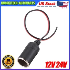 DC 12V 24V Car Cigarette Lighter Charger Cable Power Female Socket Plug Adapter