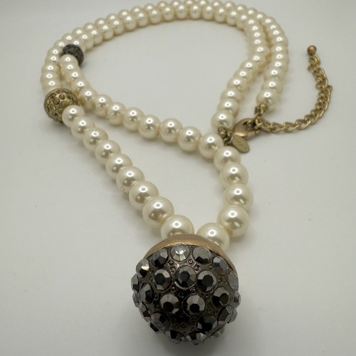 Chicos Halskette Kunstperlen Strass Kugel Akzente goldfarben lang 34 bis 38 Zoll - Bild 3 von 11