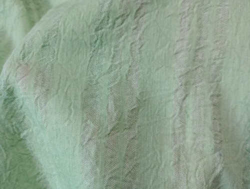 LIGHTWEIGHT Sheer Green Striped Cotton Gauze Fabric 1.75 Yards - Picture 6 of 6