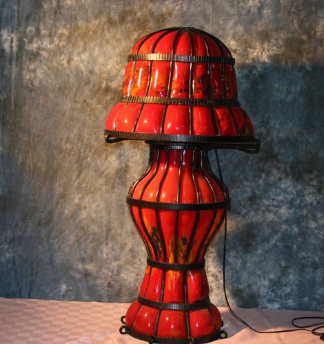 38" Tall Signed Hand Made  Blown Glass Floor Lamp Vintage - Picture 1 of 12