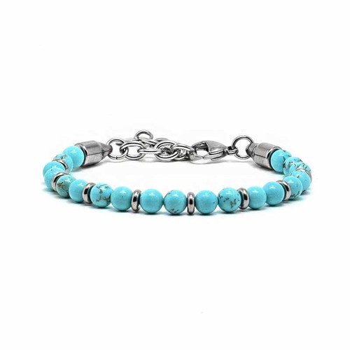 Bracciali Perline Arenaria - Bracciale Regolabile Acciaio Inox 6MM Perline Naturali - Foto 9 di 18