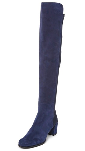 Stuart Weitzman 5050 City Block Stretch Wildleder Overknee Stiefel Blau Größe 5 - Bild 1 von 5